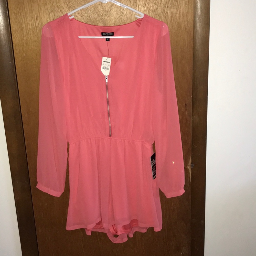 Chiffon zip front romper